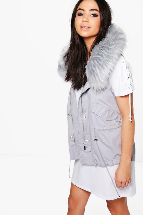 Camilla Boutique Faux Fur Hood Gilet